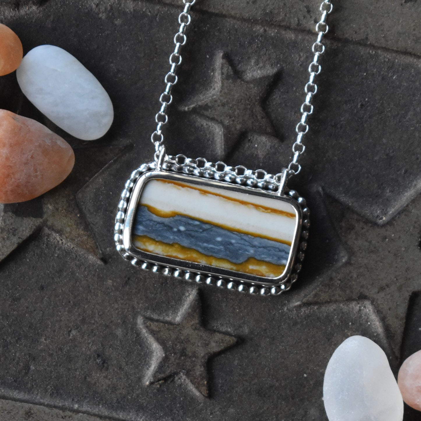 Starry Night Picture Jasper East/West Necklace