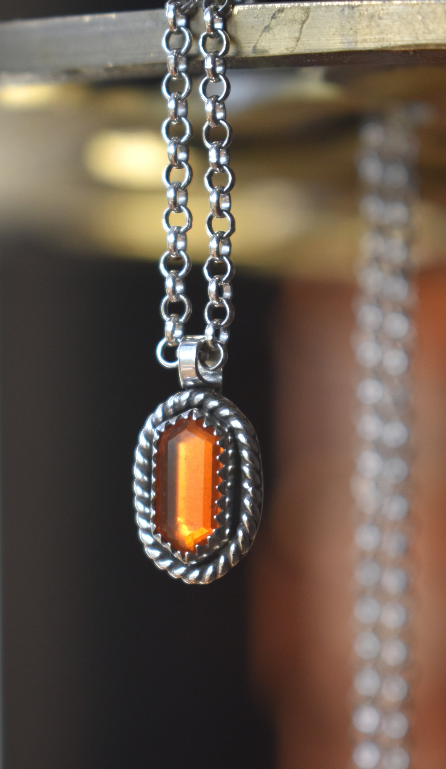 Fire Opal Tablet Necklace