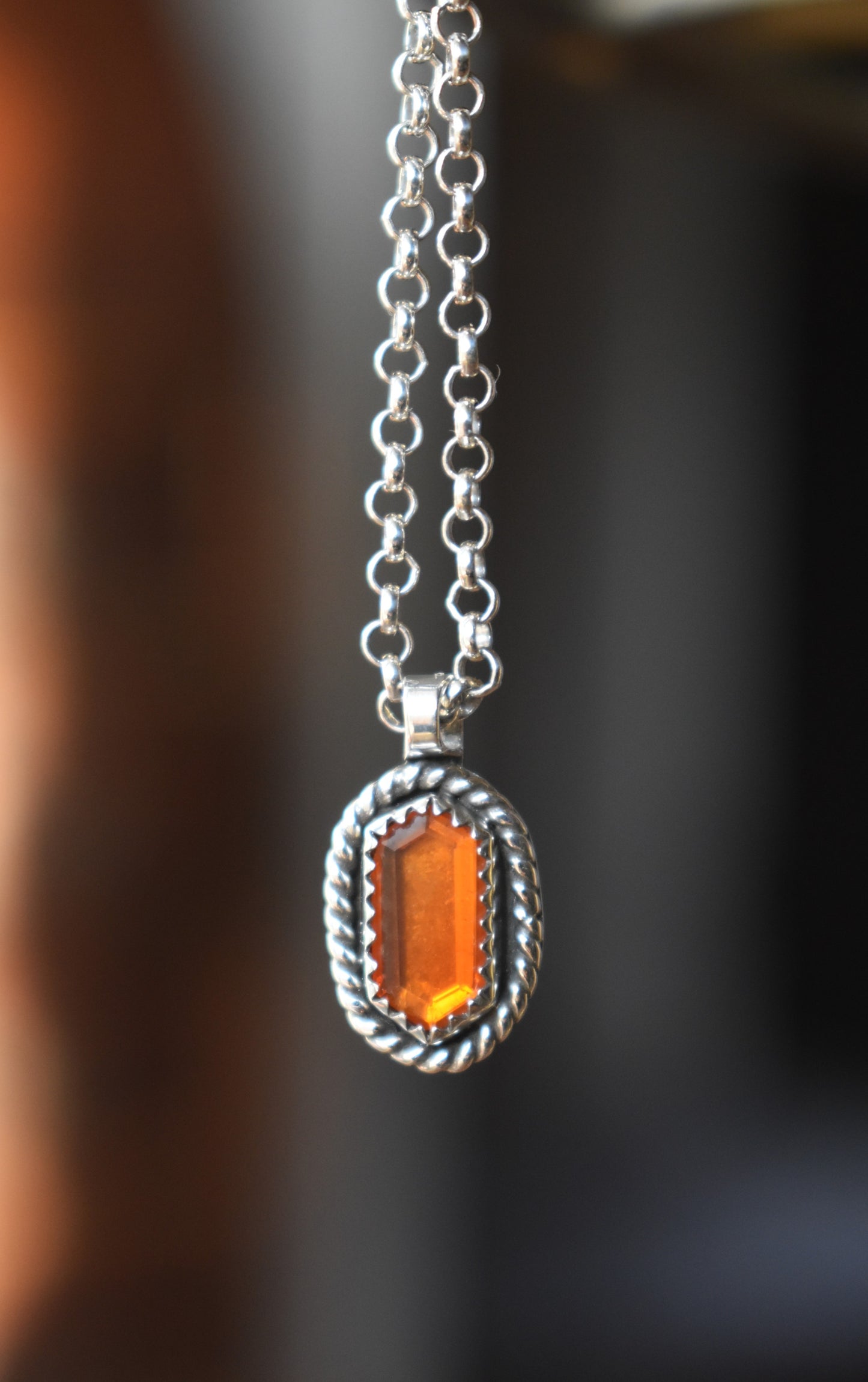 Fire Opal Tablet Necklace