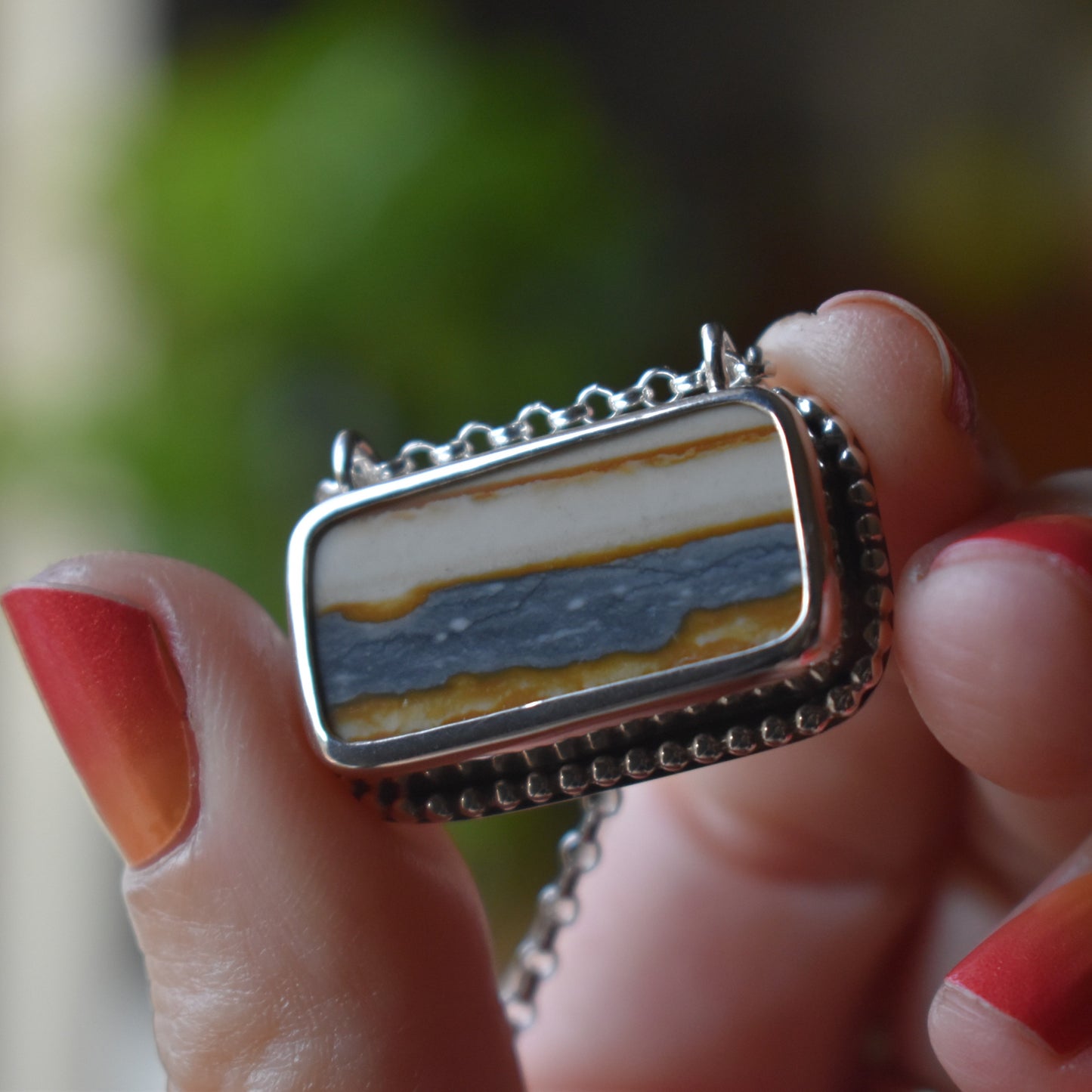 Starry Night Picture Jasper East/West Necklace