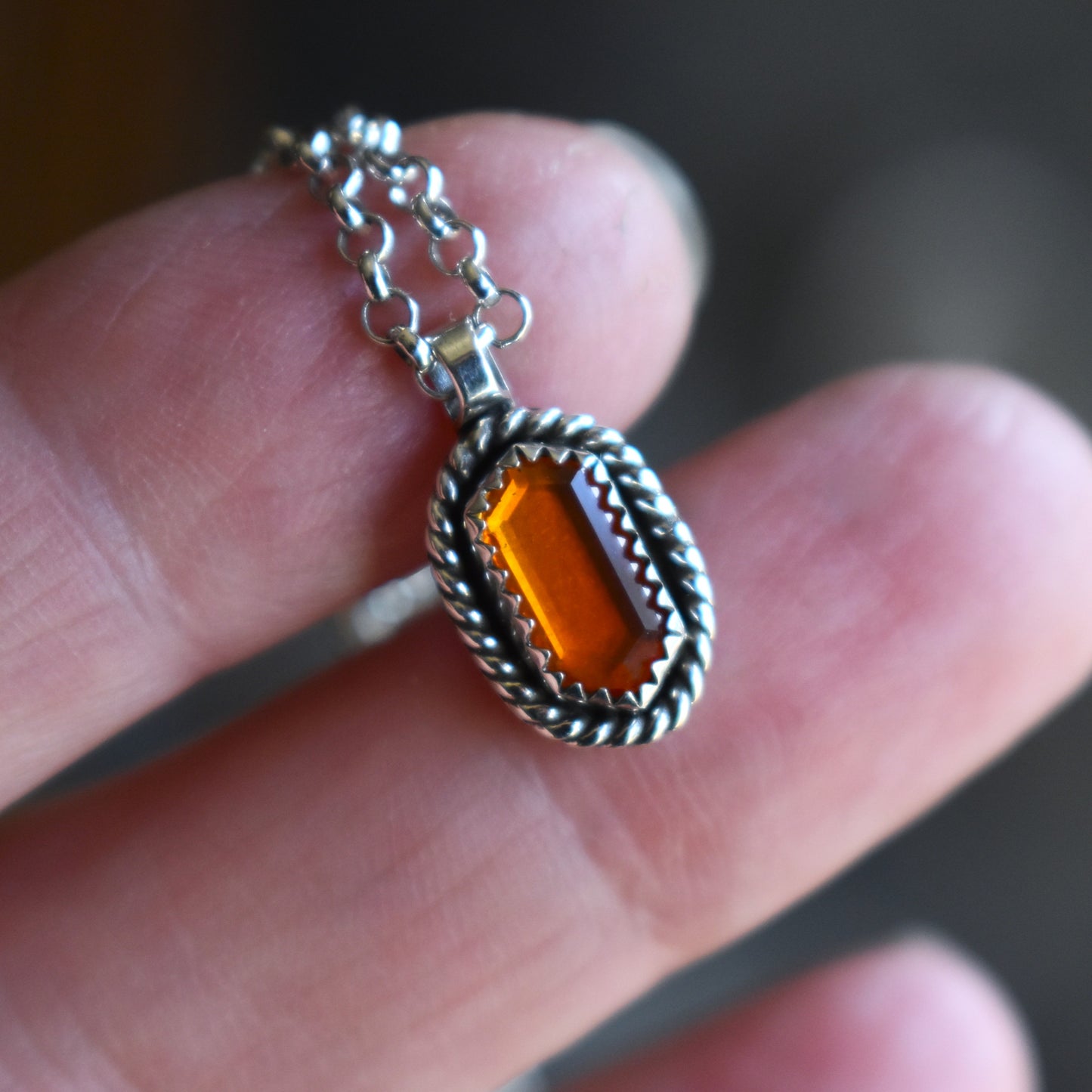 Fire Opal Tablet Necklace