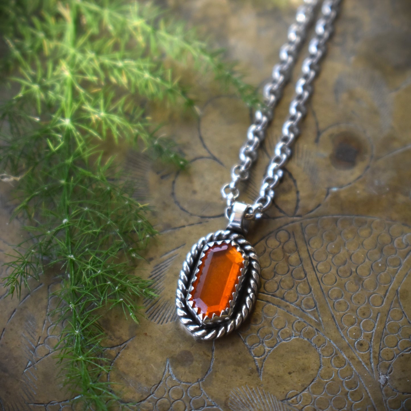 Fire Opal Tablet Necklace