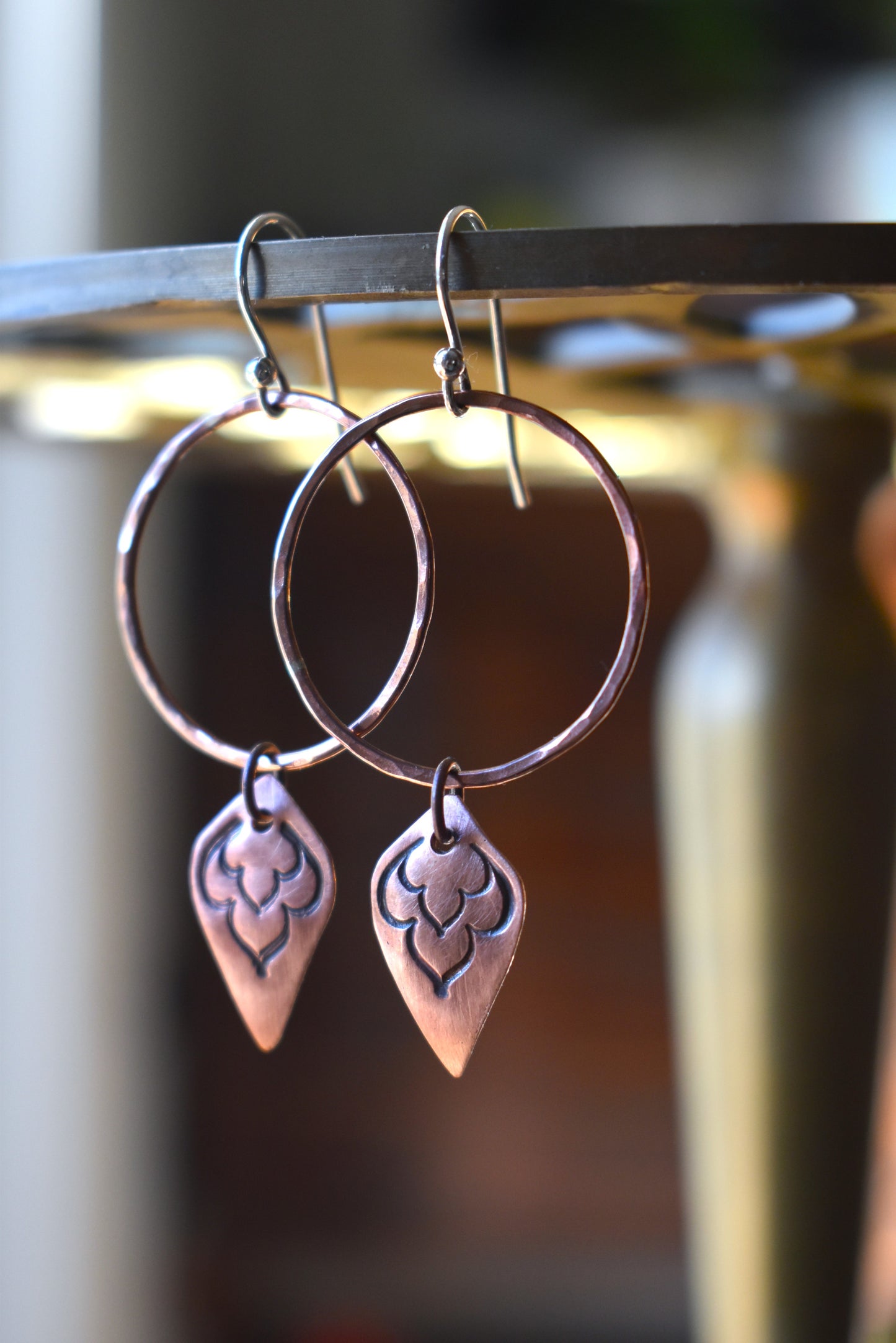 Copper Stamped Hoop Earrings