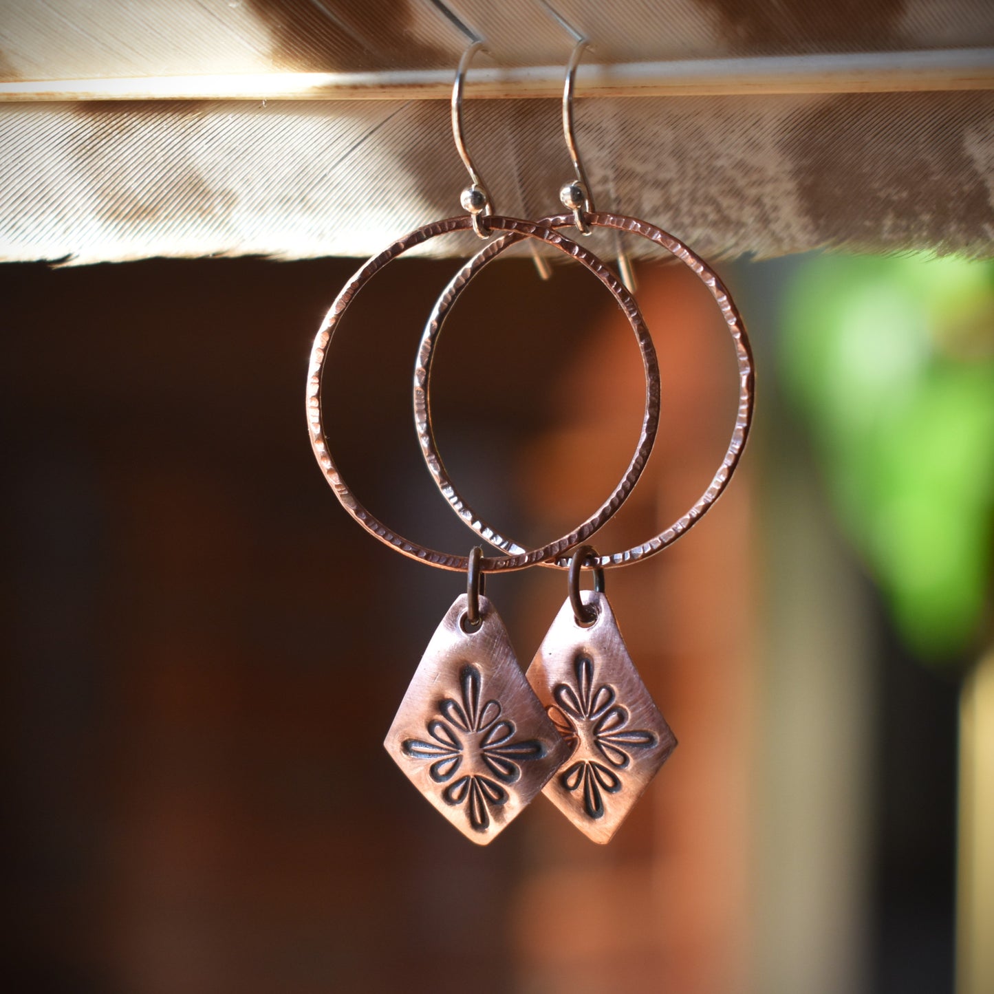 Copper Stamped Hoop Earrings