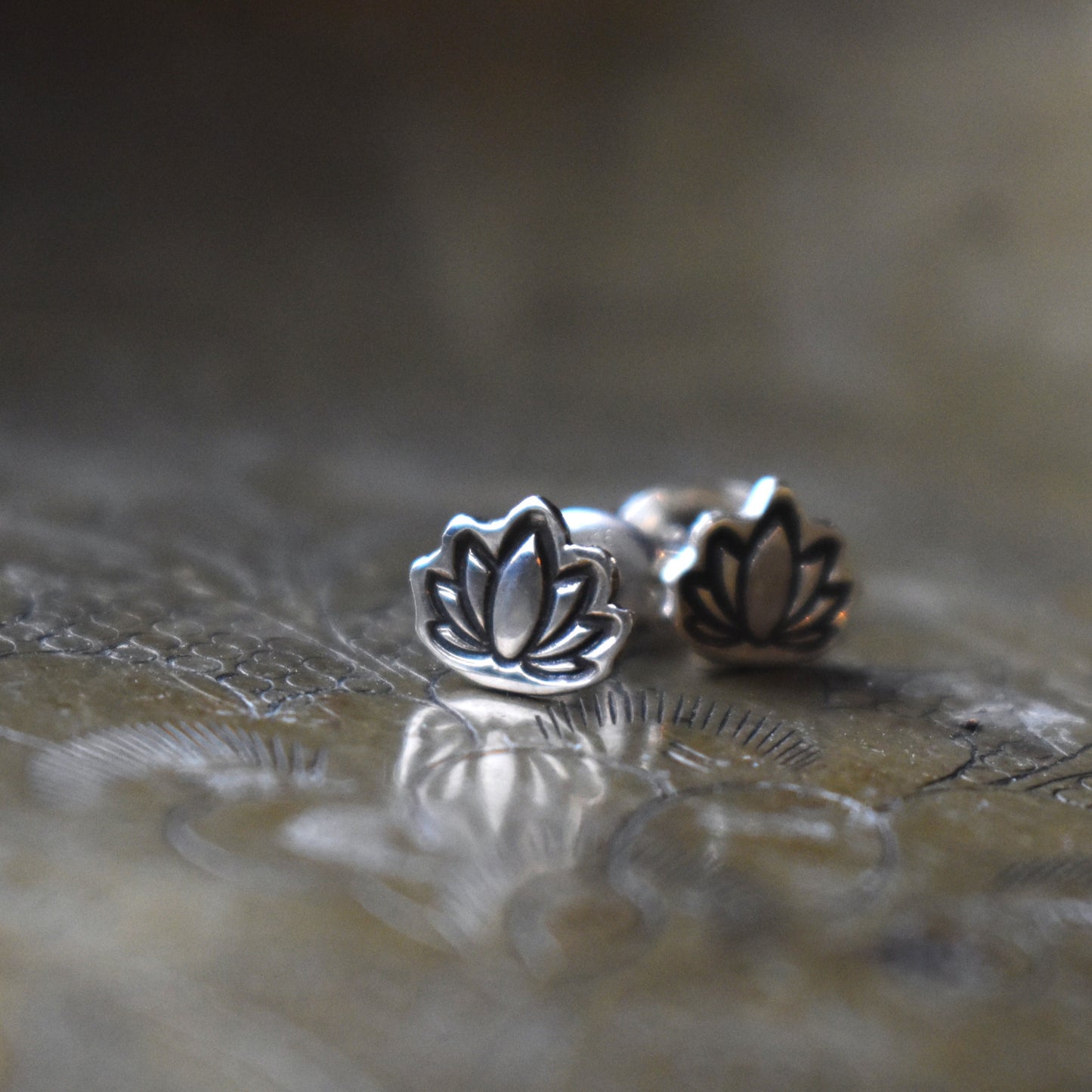 Tiny Lotus Stud Earrings