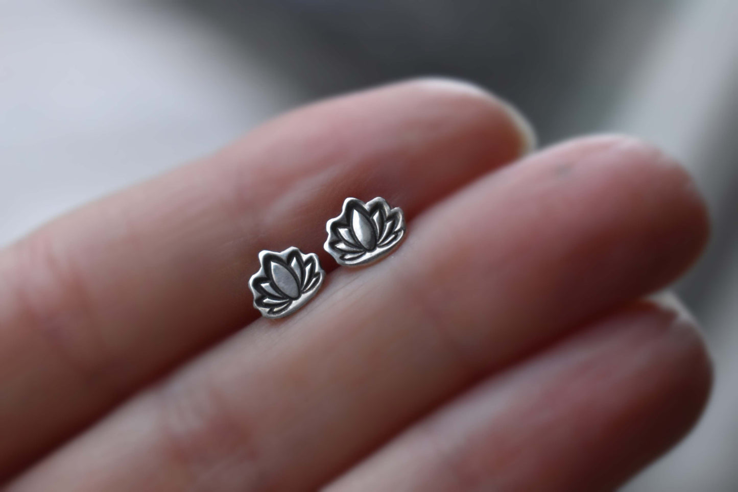Tiny Lotus Stud Earrings