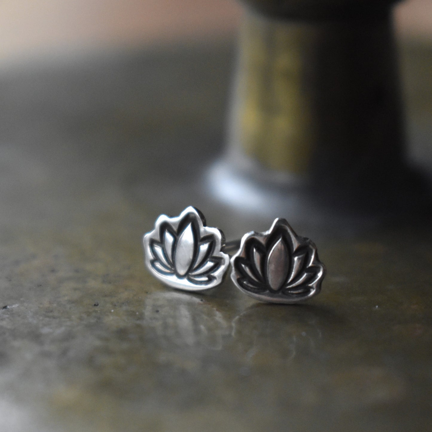 Tiny Lotus Stud Earrings