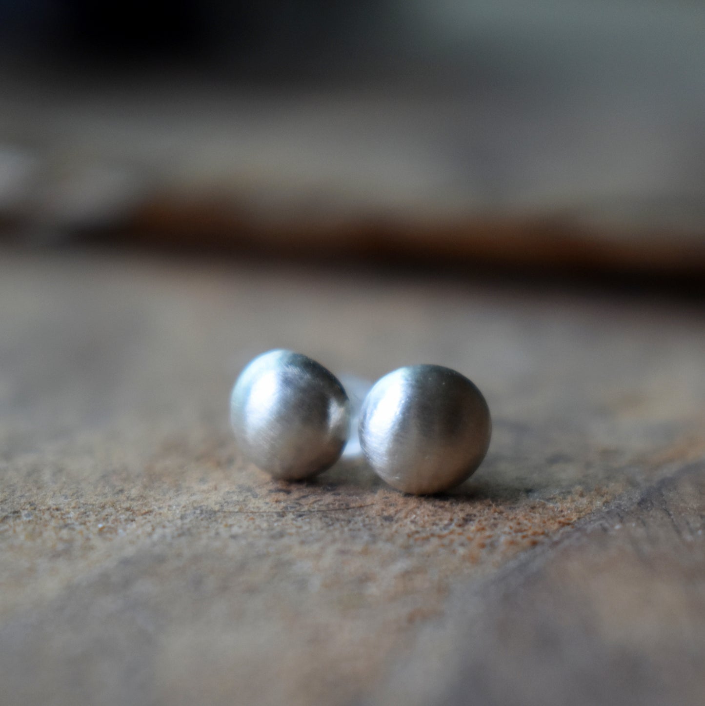 Recycled Sterling Silver Pebble Studs