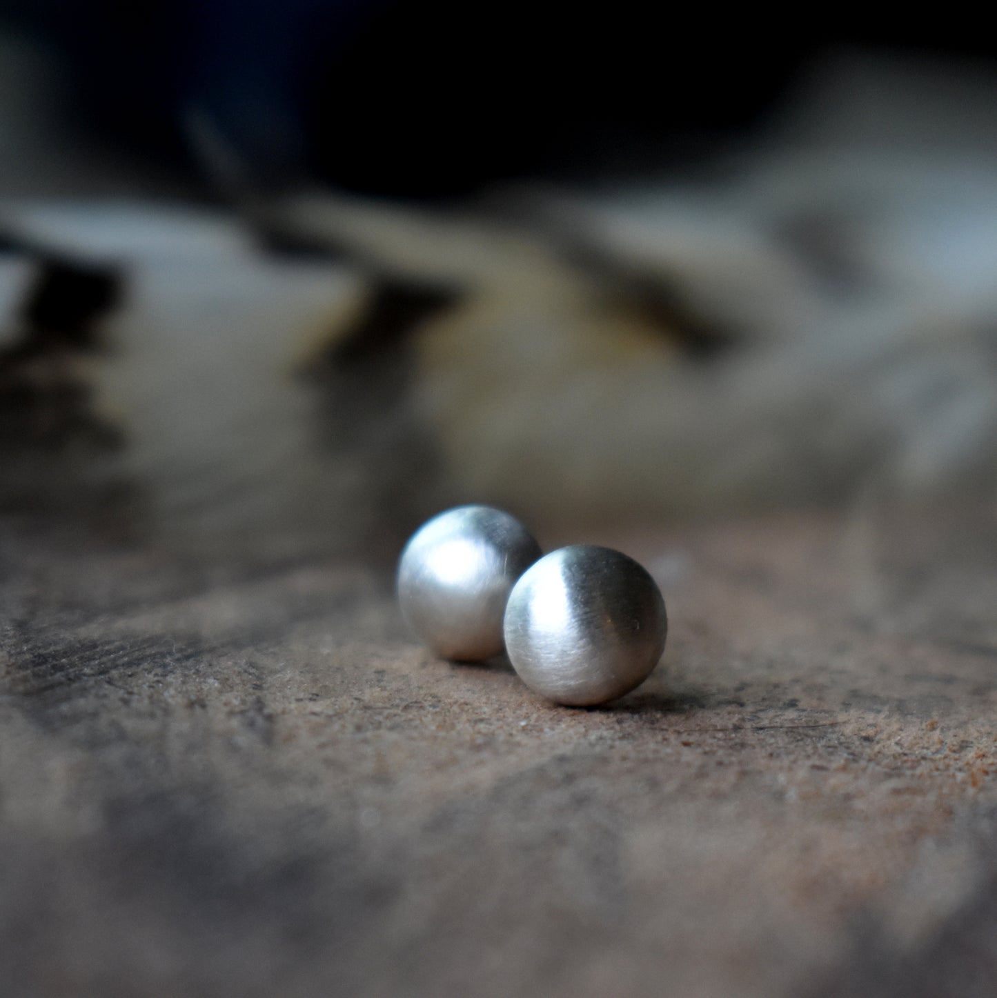 Recycled Sterling Silver Pebble Studs