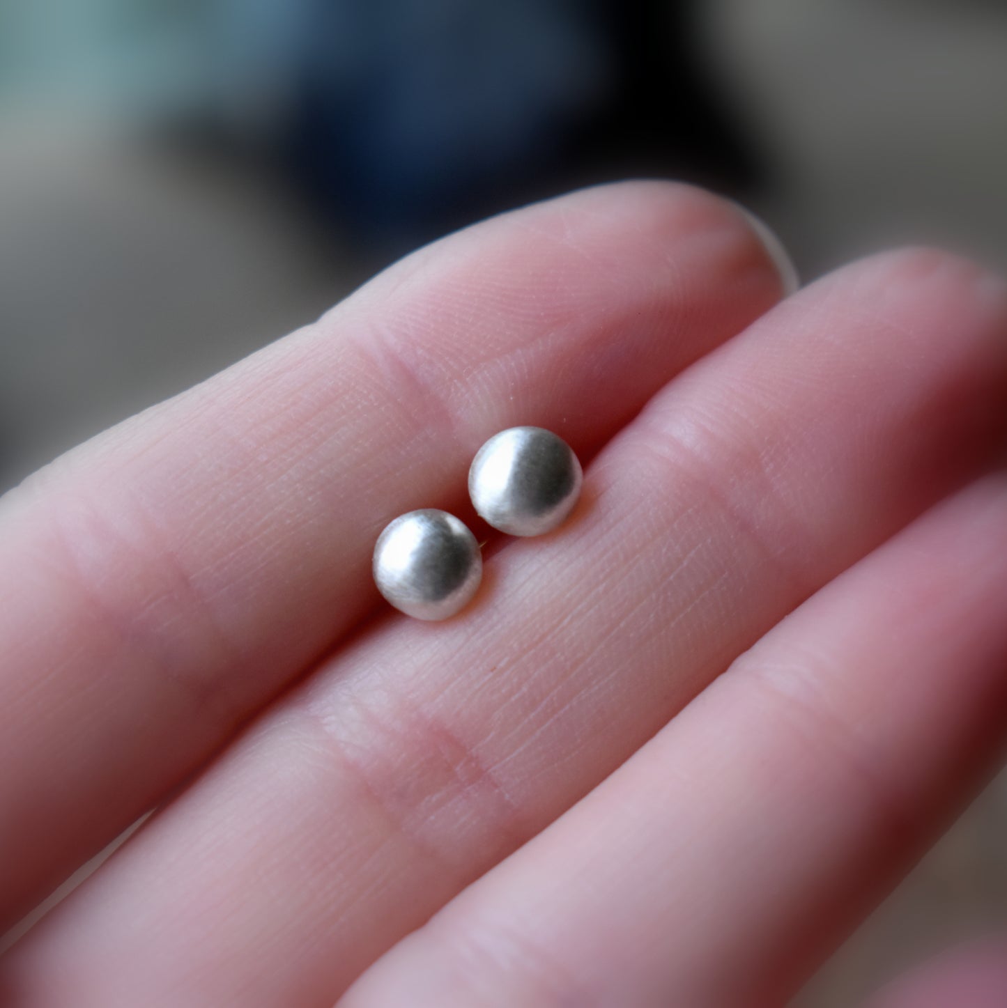 Recycled Sterling Silver Pebble Studs