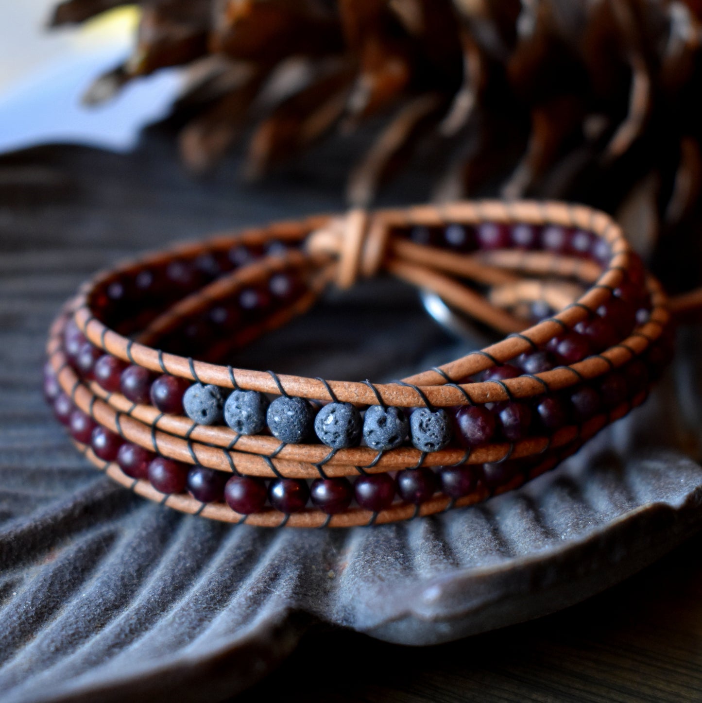 Garnet Wrap Bracelet/Essential Oil Bracelet