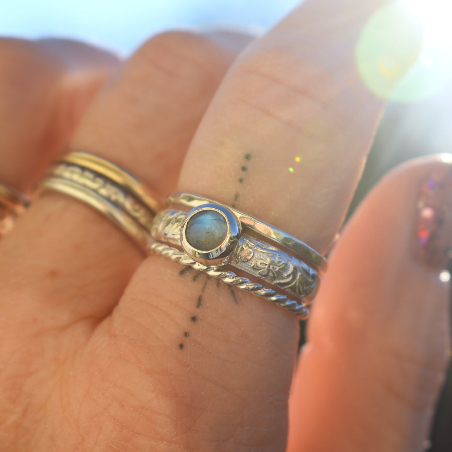 Moonstone Ring Stack