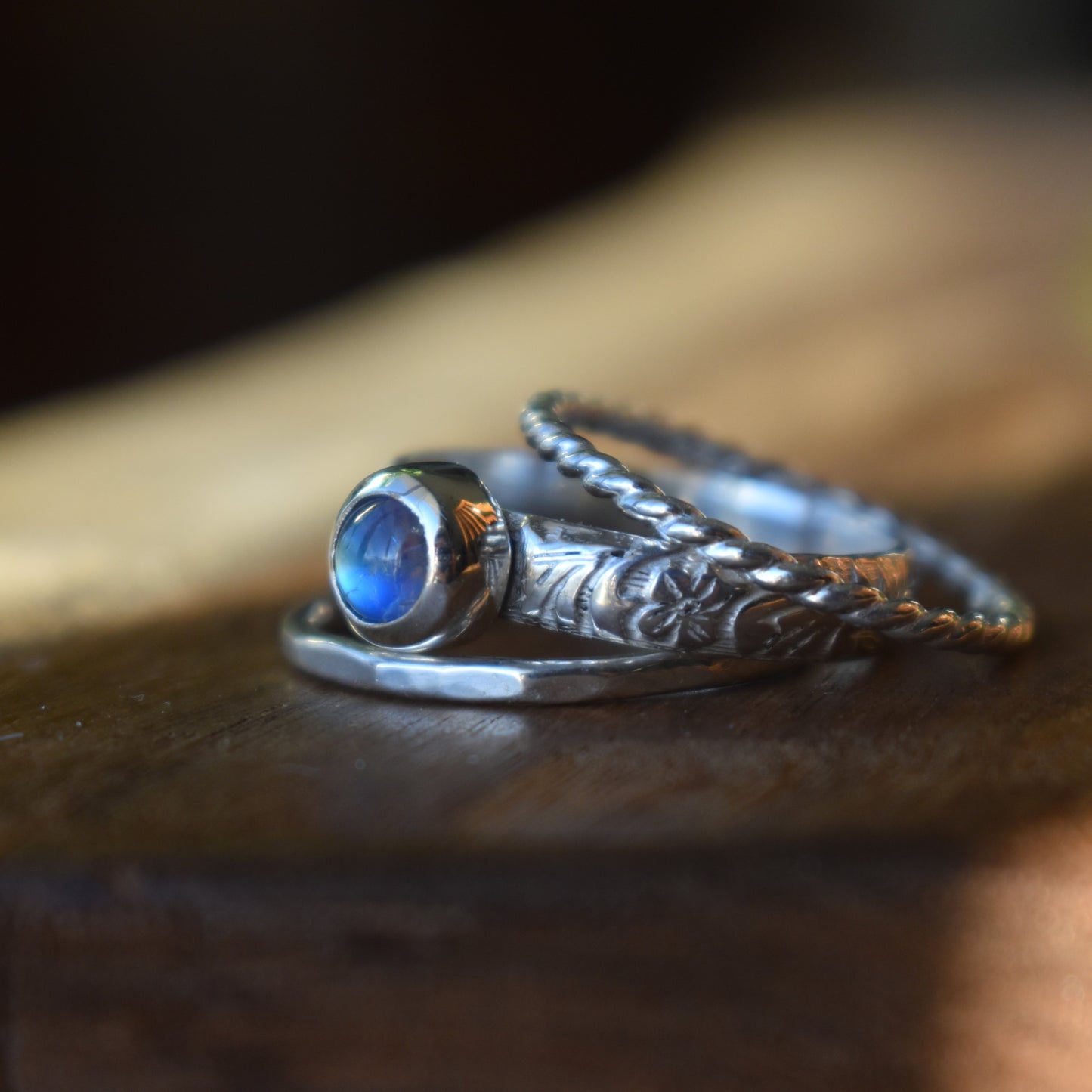 Moonstone Ring Stack