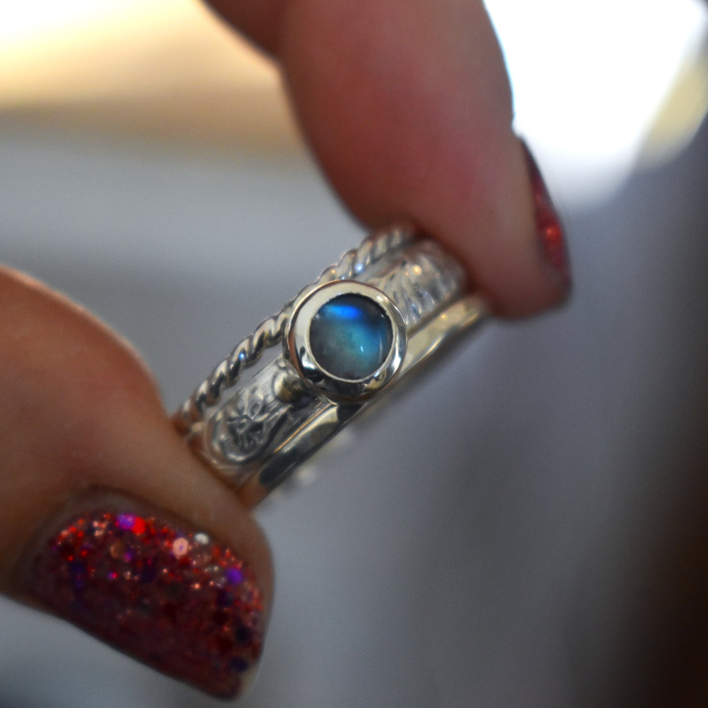Moonstone Ring Stack