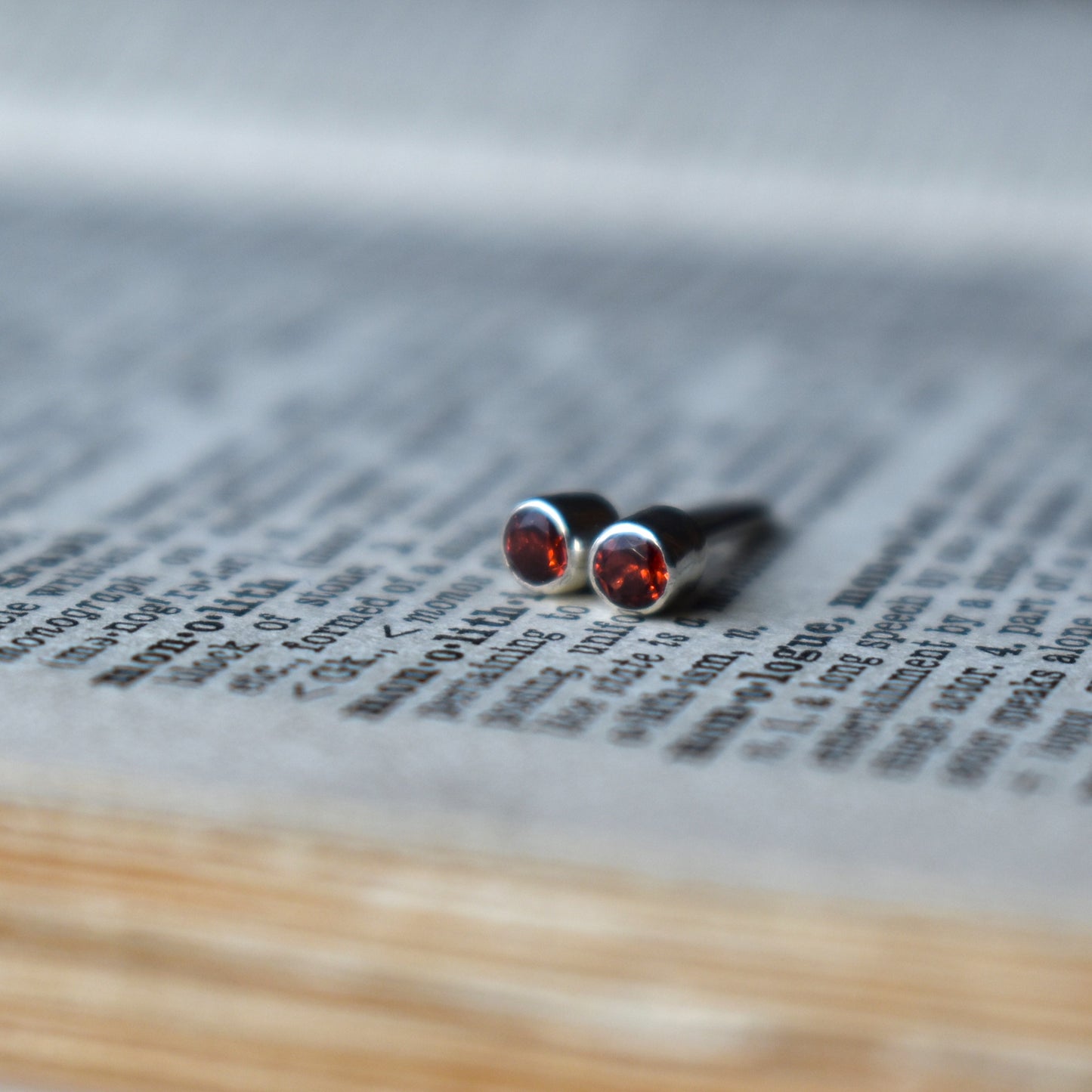 Tiny Garnet Studs