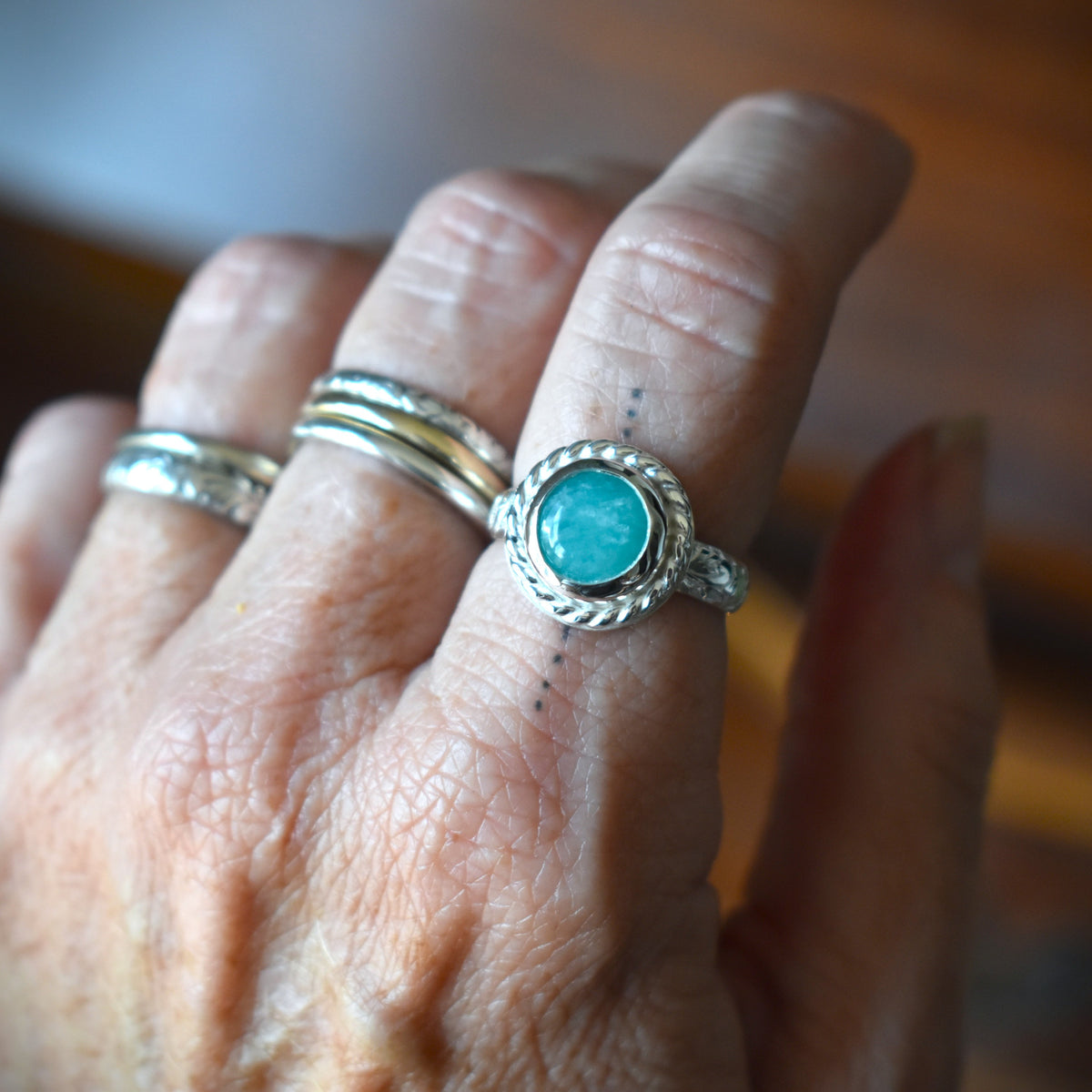 Blue Amazonite Ring - size 7.5