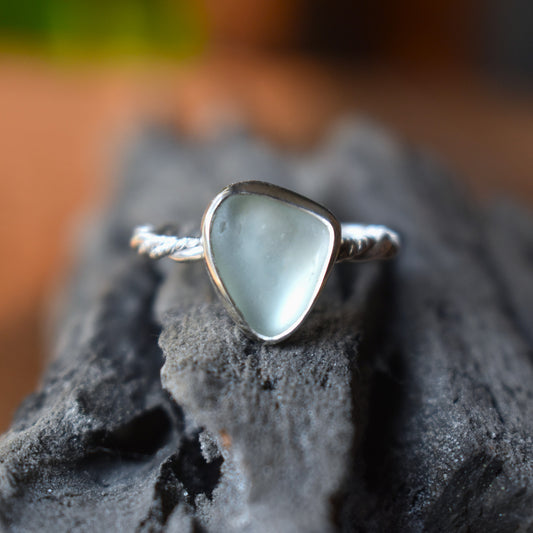 Authentic Weathered Sea Glass Ring - Seafoam - size 7.5