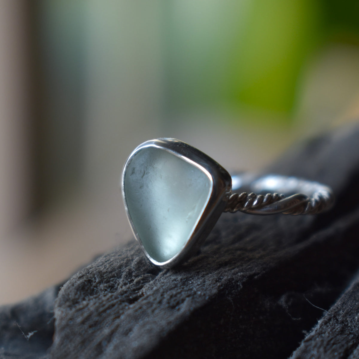 Authentic Weathered Sea Glass Ring - Seafoam - size 7.5