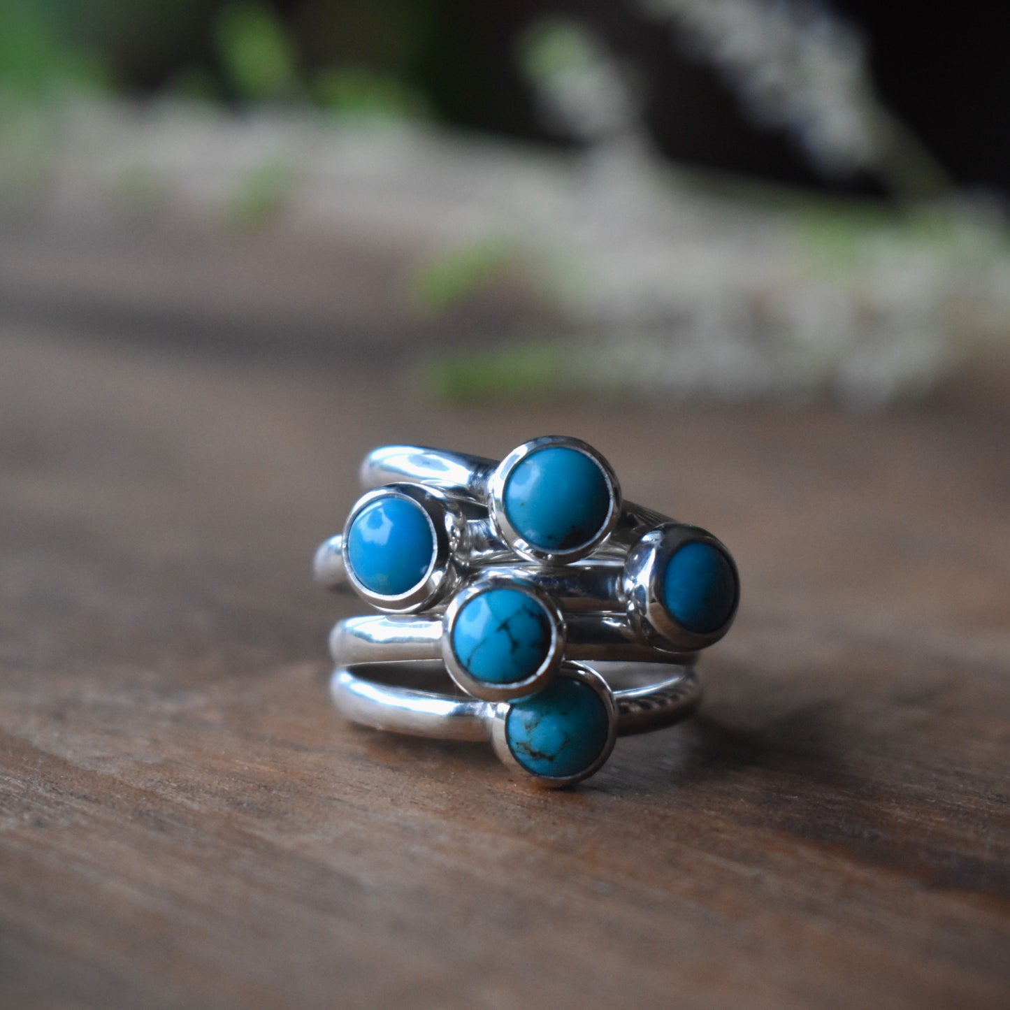 Tiny Turquoise Silver Rings - various sizes