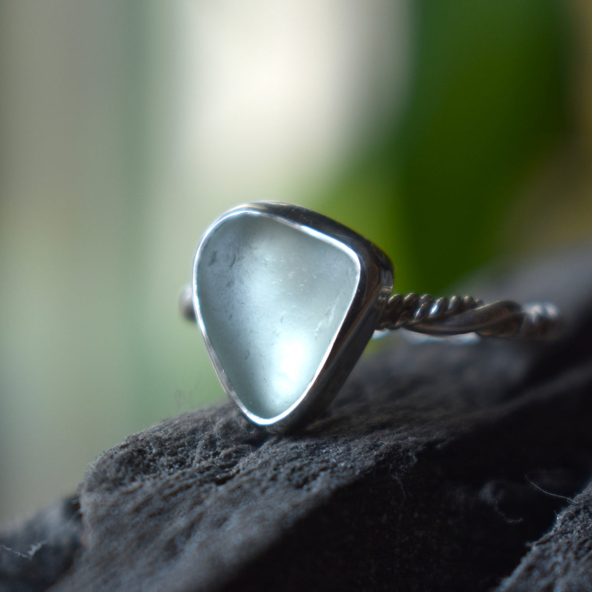 Authentic Weathered Sea Glass Ring - Seafoam - size 7.5