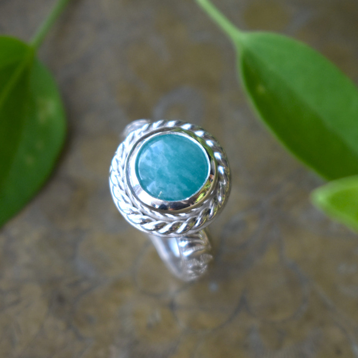 Blue Amazonite Ring - size 7.5