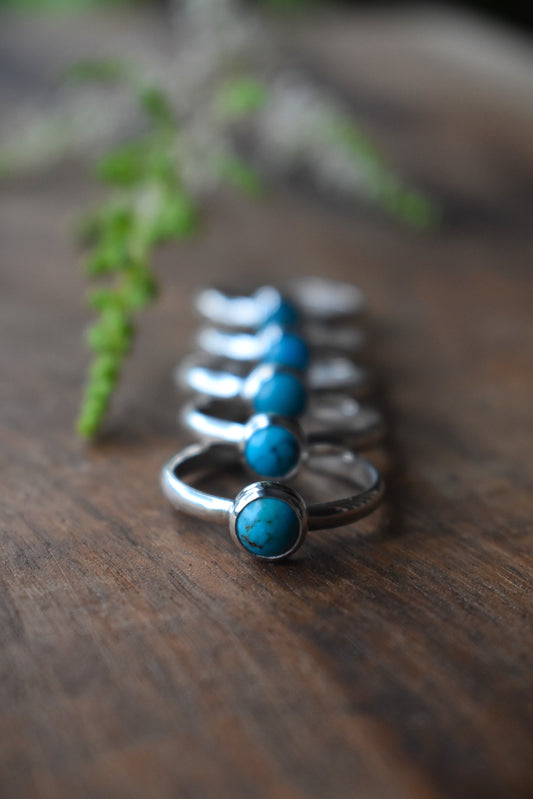 Tiny Turquoise Silver Rings - various sizes