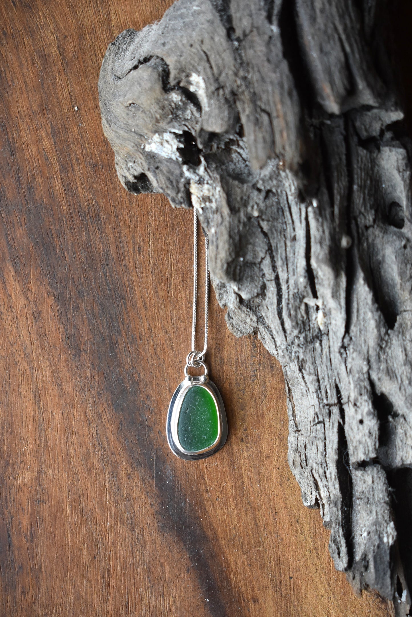 Sea Glass Necklace - Bright Green