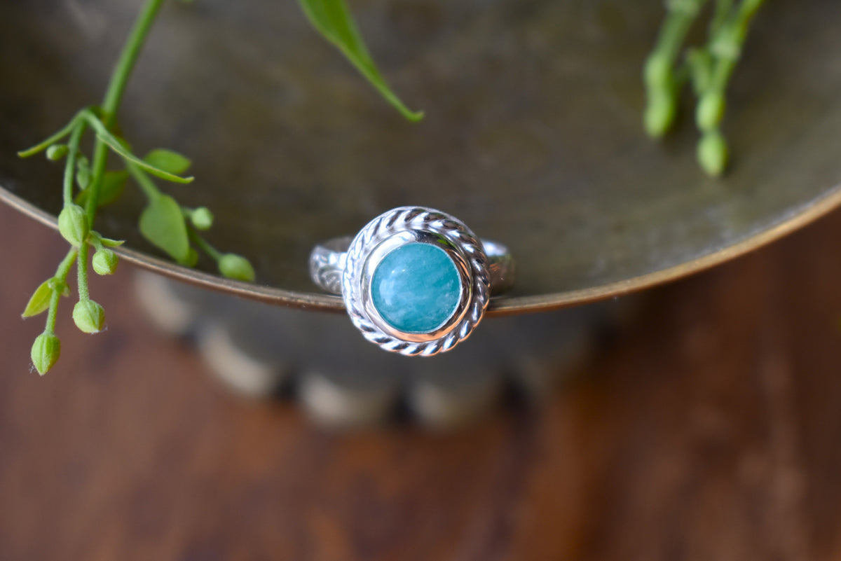 Blue Amazonite Ring - size 7.5
