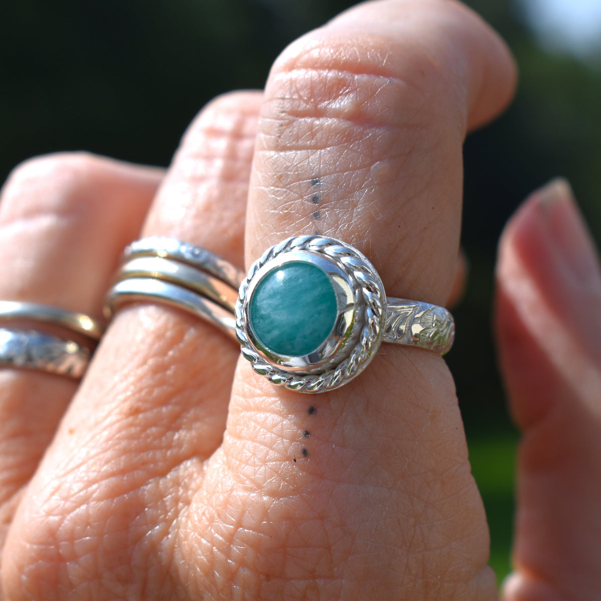 Blue Amazonite Ring - size 7.5