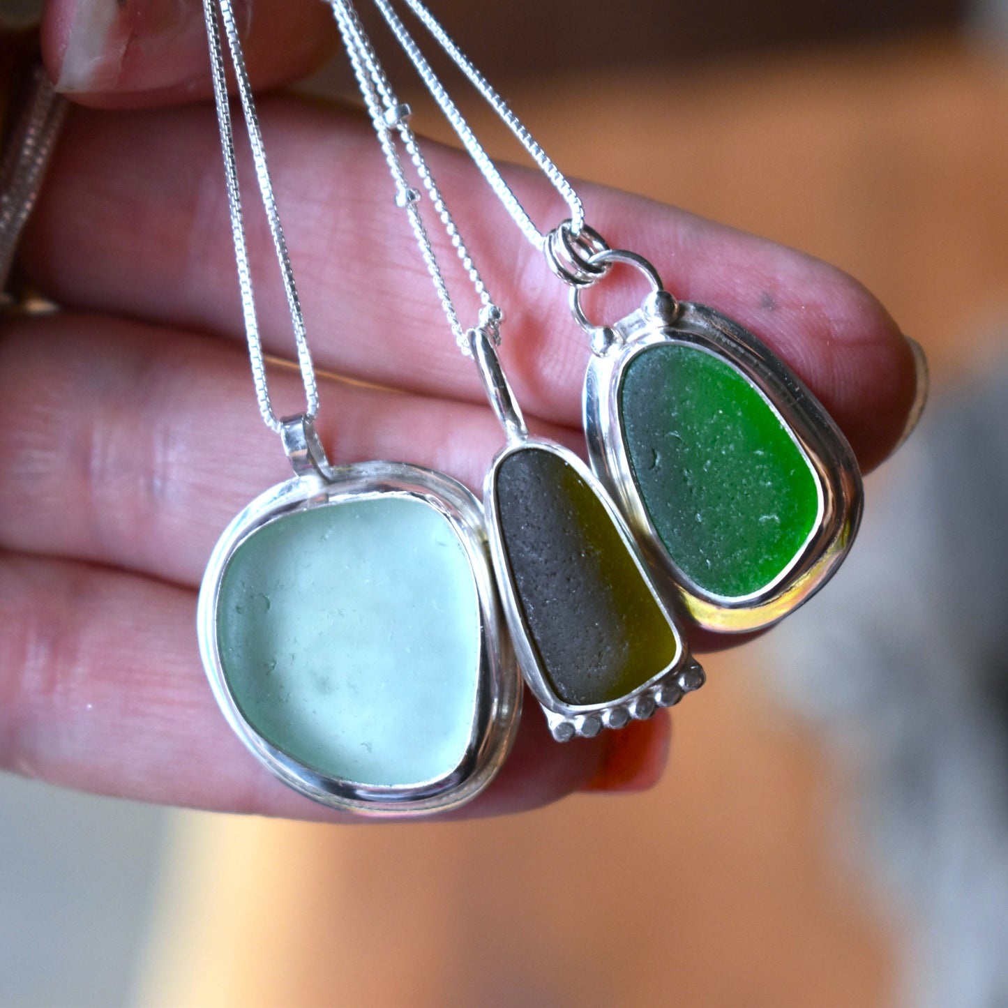 Sea Glass Necklace - Seafoam Green