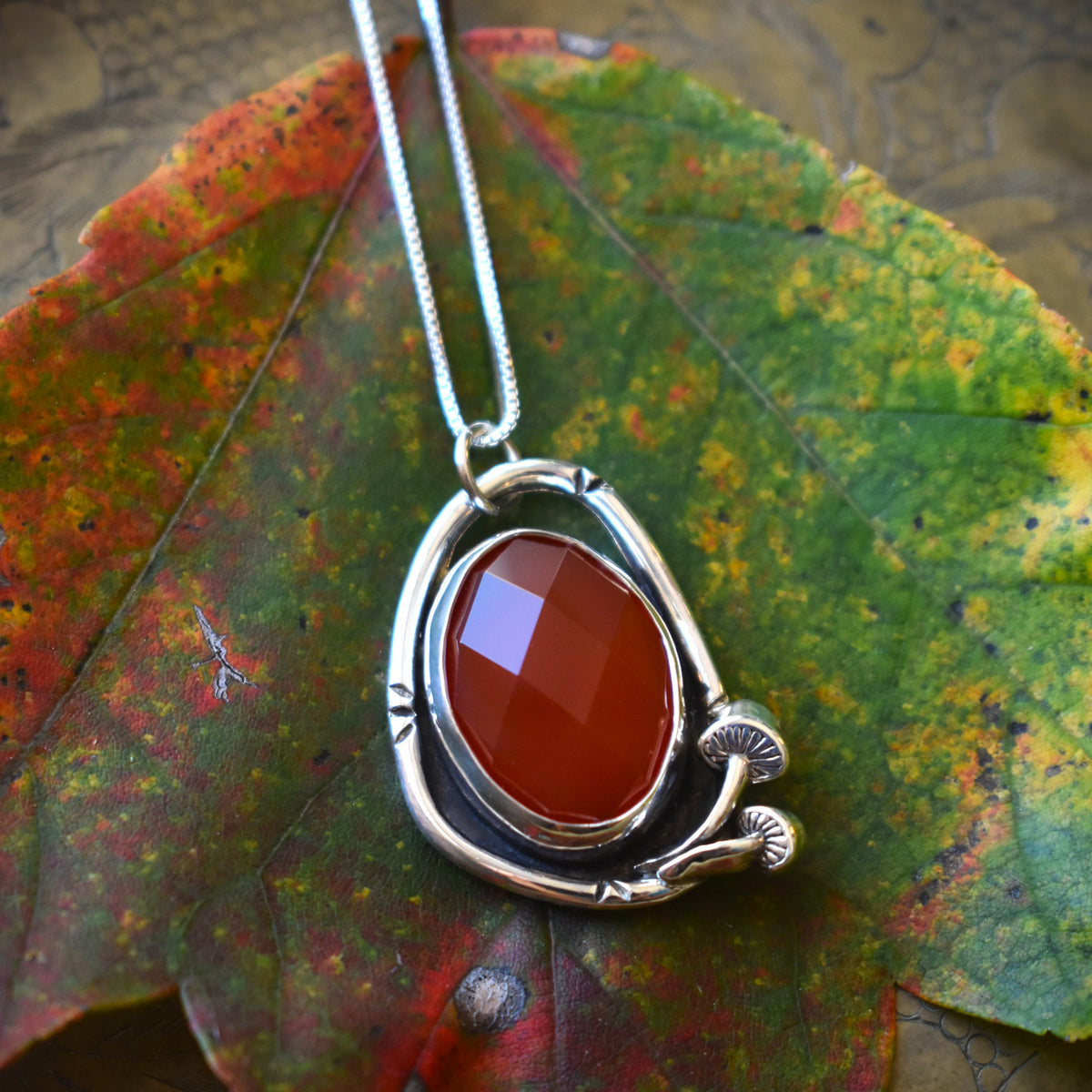 Carnelian & Mushroom Necklace