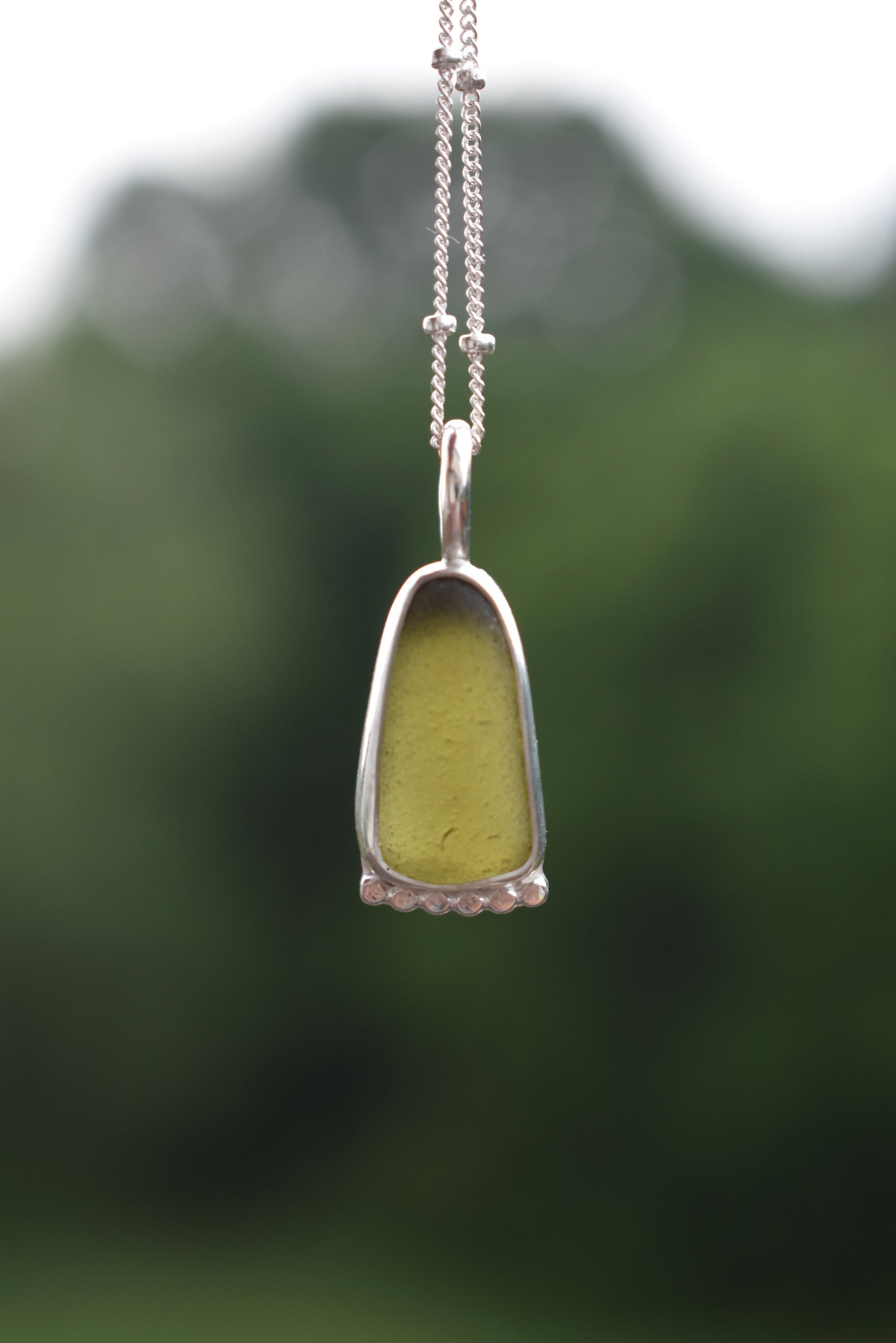 Sea Glass Necklace - Olive Green