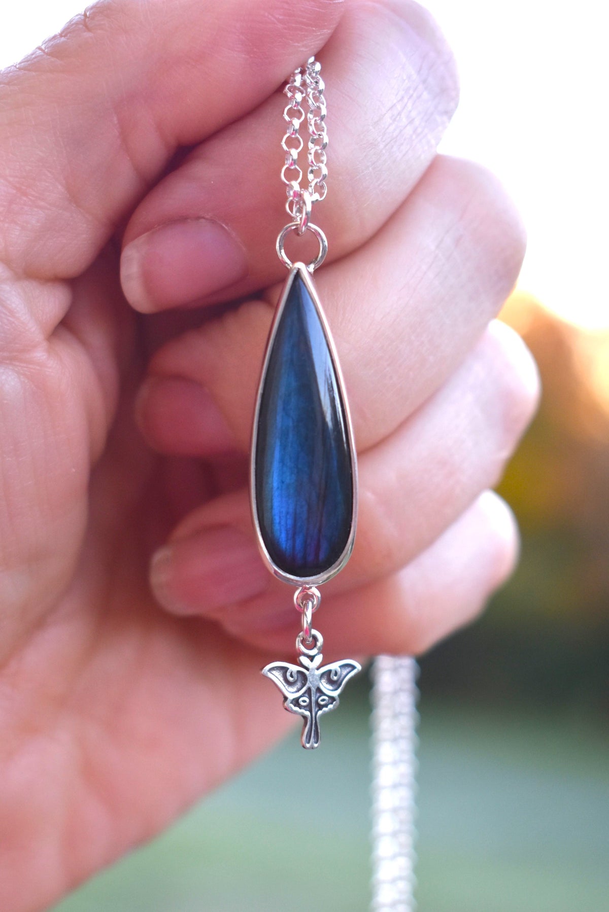 Labradorite Luna Moth Necklace