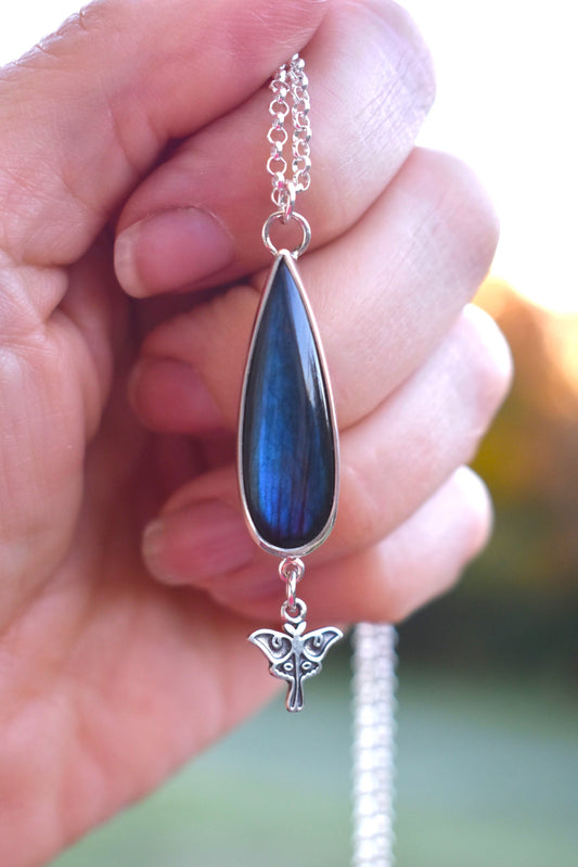 Labradorite Luna Moth Necklace