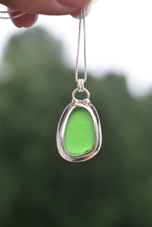 Sea Glass Necklace - Bright Green