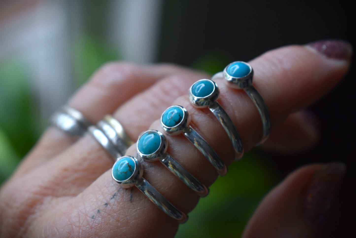 Tiny Turquoise Silver Rings - various sizes