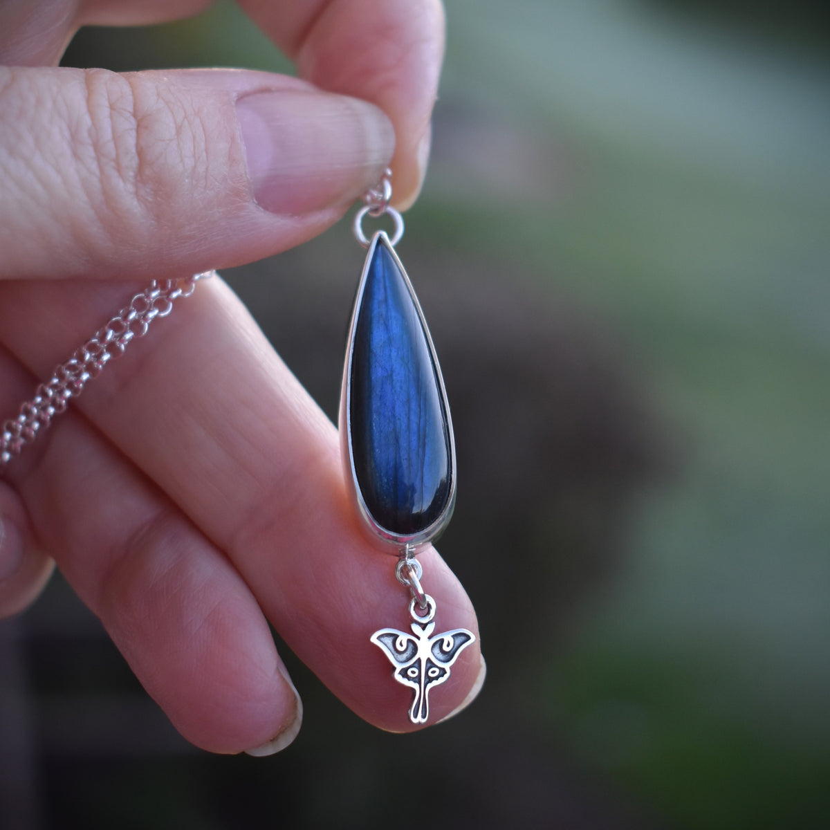 Labradorite Luna Moth Necklace