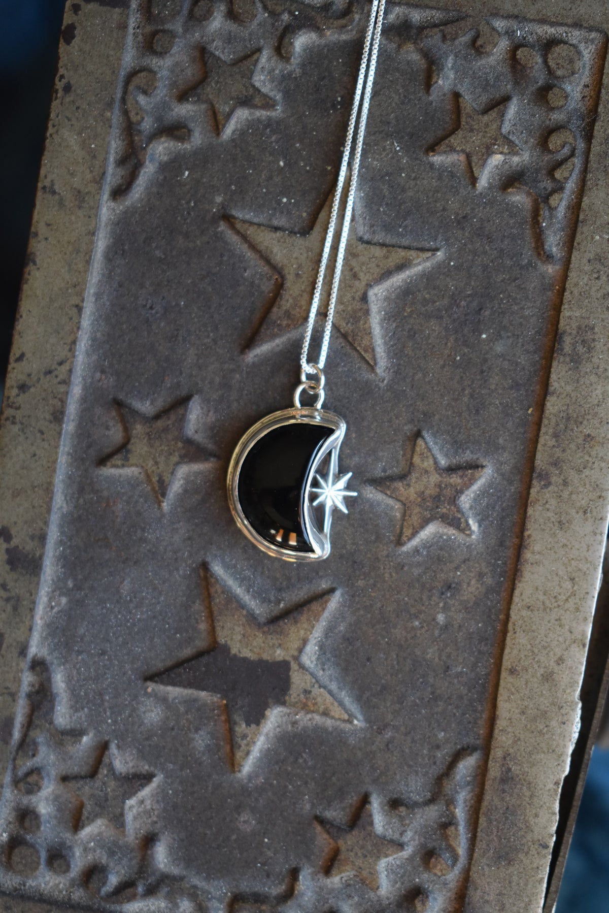 Black Onyx Moon & Star Necklace