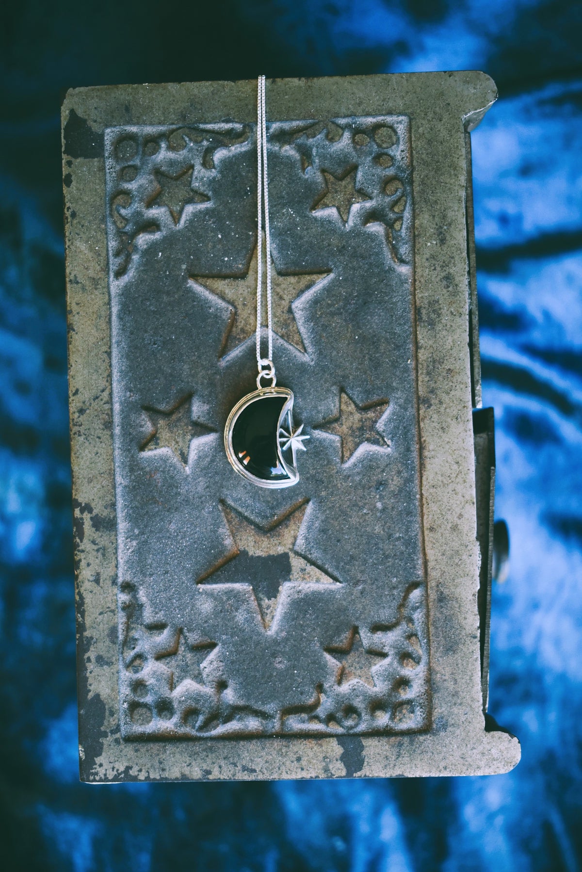 Black Onyx Moon & Star Necklace