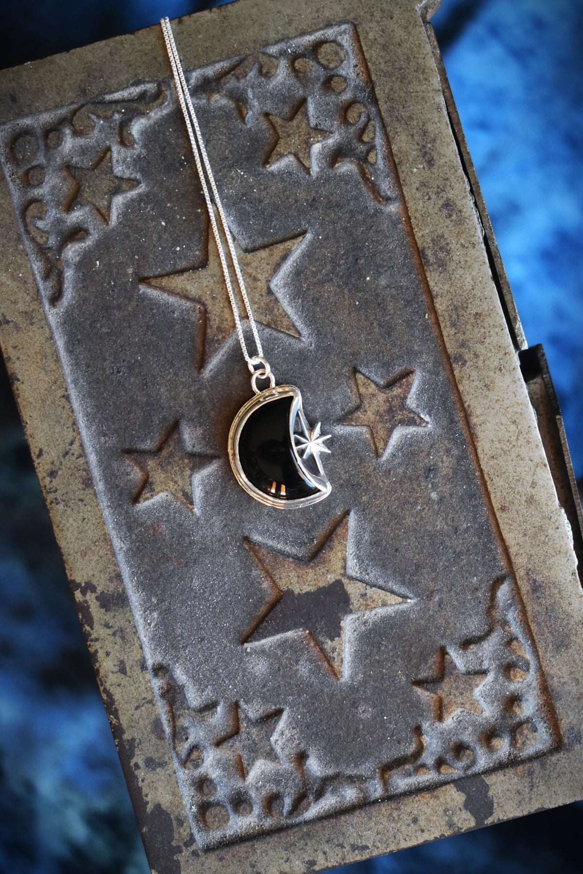 Black Onyx Moon & Star Necklace