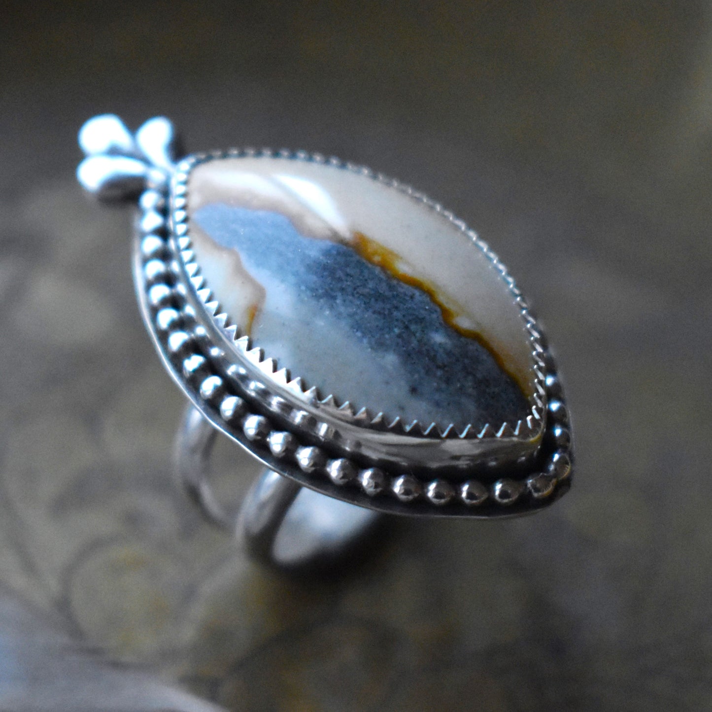 Starry Night Picture Jasper Ring - size 6