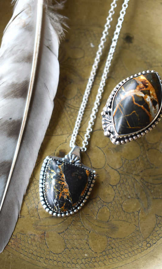 Iron Buffalo Stone Necklace