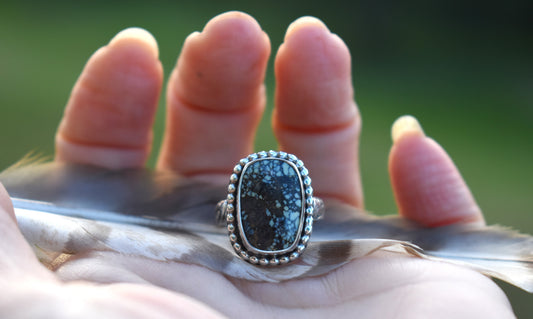 Angel Wing Variscite Ring -  size 6.5