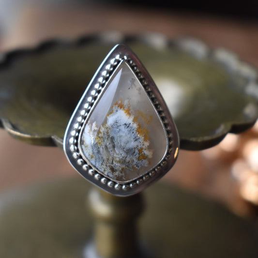 North Ridge Plume Agate Ring - size 8