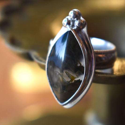 Priday Thunderegg Moss Agate Ring - size 7.5