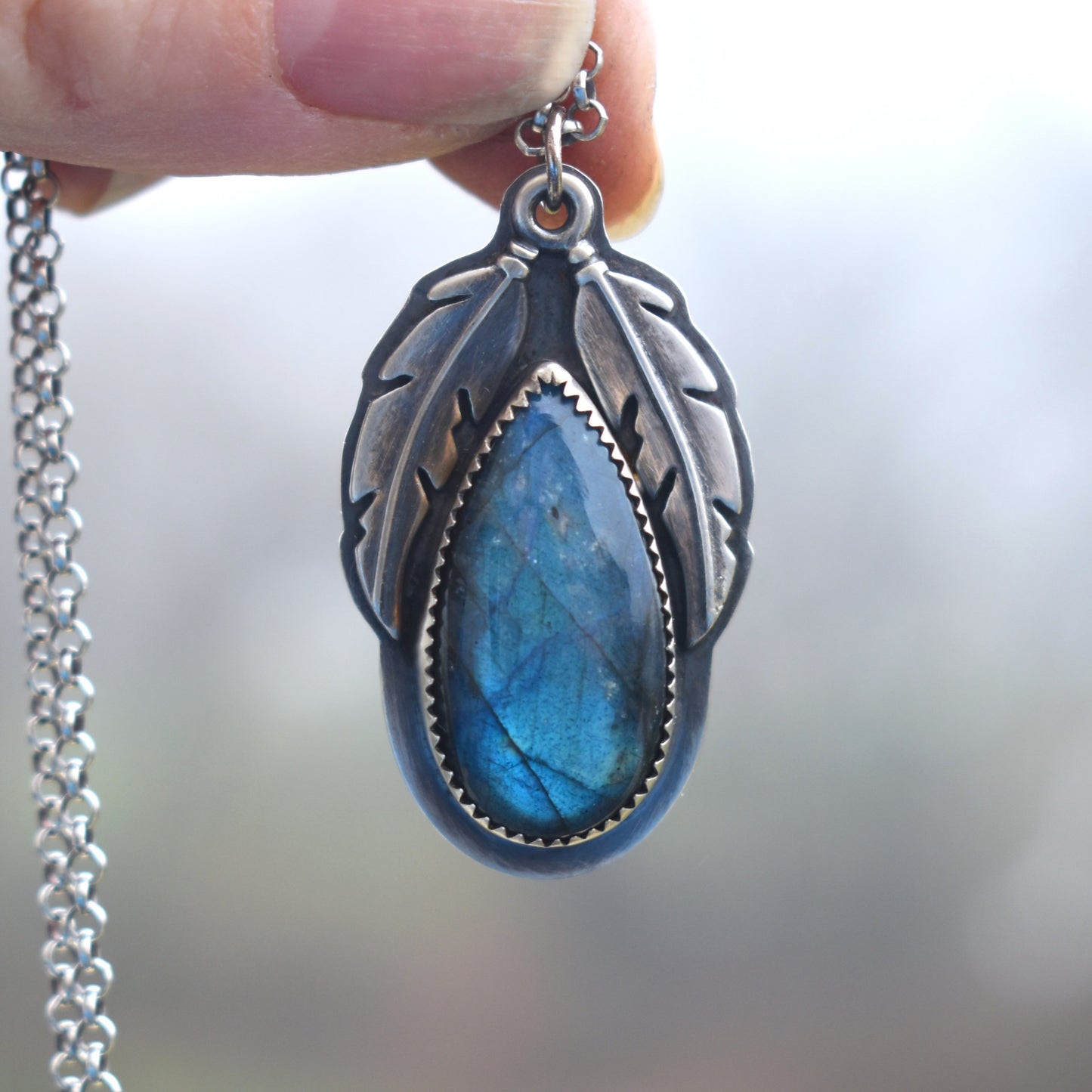 Labradorite Feather Necklace