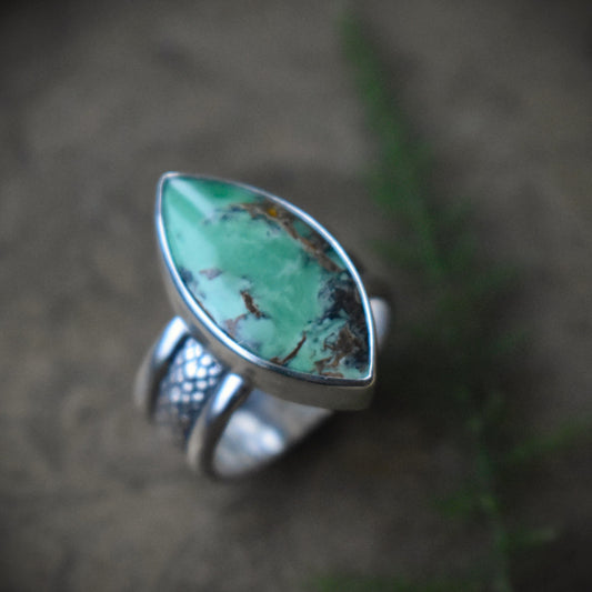 Australian Variscite Snakeskin Ring - size 8.25