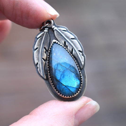 Labradorite Feather Necklace