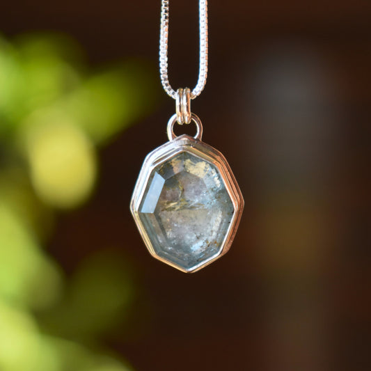 Faceted Natural Aquamarine Tablet Necklace