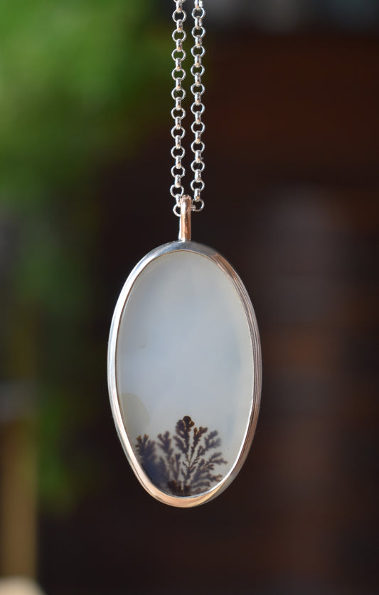 Dendritic Agate Necklace - oval
